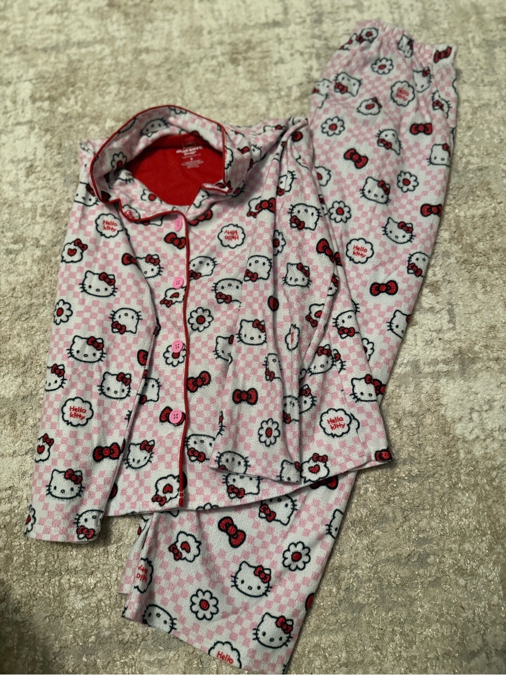Hello Kitty Pink and Red Girls' Pajama Set size M